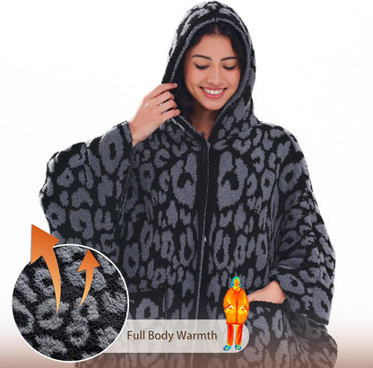 WDCOZY Wearable Blanket Hoodie Poncho Throw Comfy Soft Warm Cape Shawl Cozy Cloak Wrap Hooded with Sleeves For Women Adults