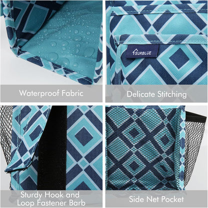 Surblue Bedside Caddy Hanging Organizer Storage Bag Pocket for Bunk, Hospital, College Dorm Rooms, Baby Bed Rails, Camp - 4 Pockets, 2 Hooks (Blue)