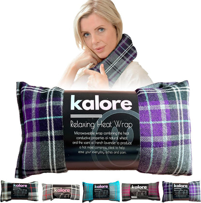 Microwavable Heating Pads for Winter Warmth, Back, Stomach & Head Comfort – Kalore Soft Cotton Tartan Neck Wrap – Even Heat Distribution Hot Compress Bag – Wheat Heat Pad XL – Unscented – Gray
