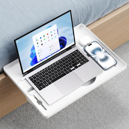 JOYMOOP Clip-On Bedside Shelf for Bunk Beds, Dorm Room Essentials, Bedside Caddy, No-Tool Install Bed Side Table Storage for Loft, Platform Beds, Nightstand Caddy for Phone, Glasses, Book, Black