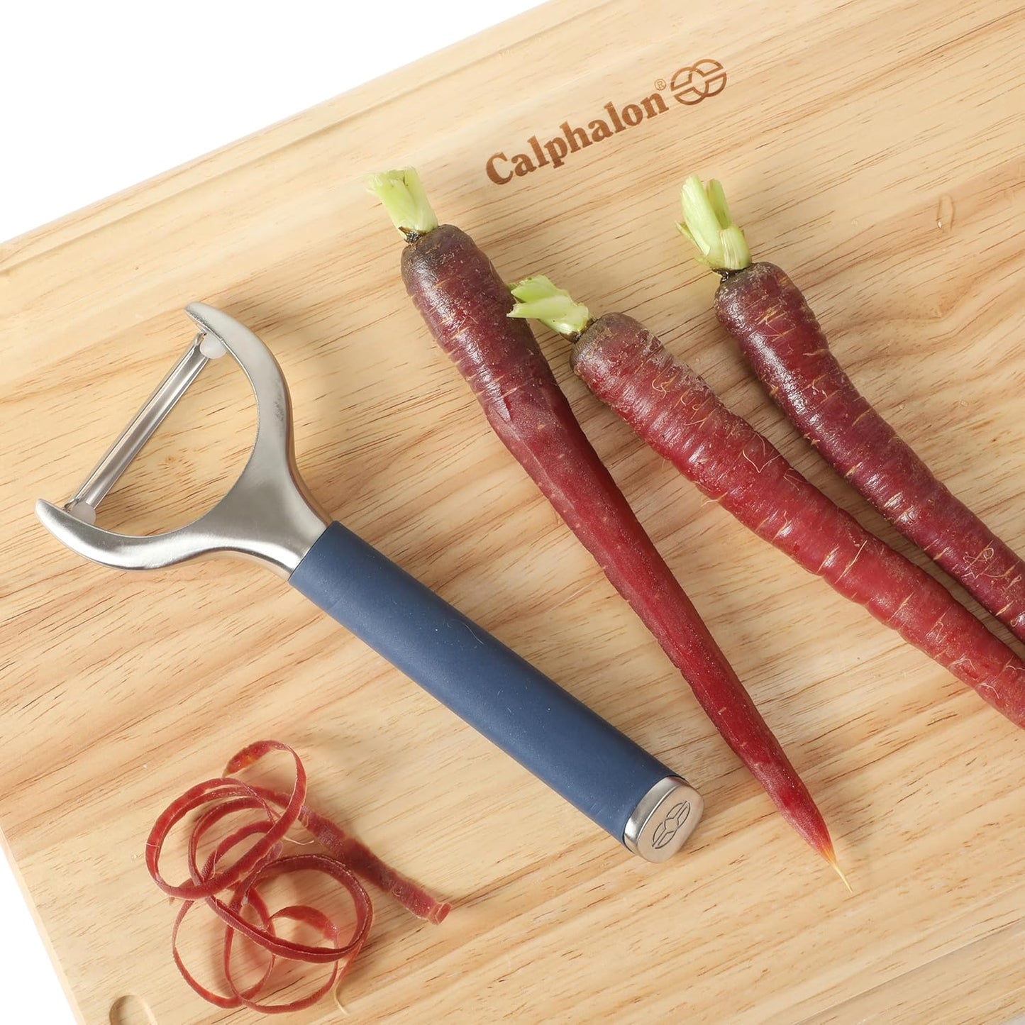 Calphalon Edge Stainless Steel Y Vegetable Peeler w/Thermoplastic Rubber Handle - Navy Blue