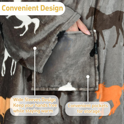 Catalonia Wearable Blanket with Sleeves & Foot Pocket for Adults | Soft Fleece Throw Wrap with Hands-Free Comfort, Perfect for Reading, TV Time & Relaxing, Christmas Gift for Women & Men