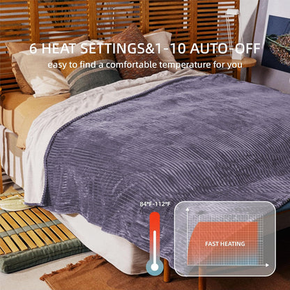 Heated Blanket 50x60”, 3 Hours Auto-Off Electric Blanket, Grey
