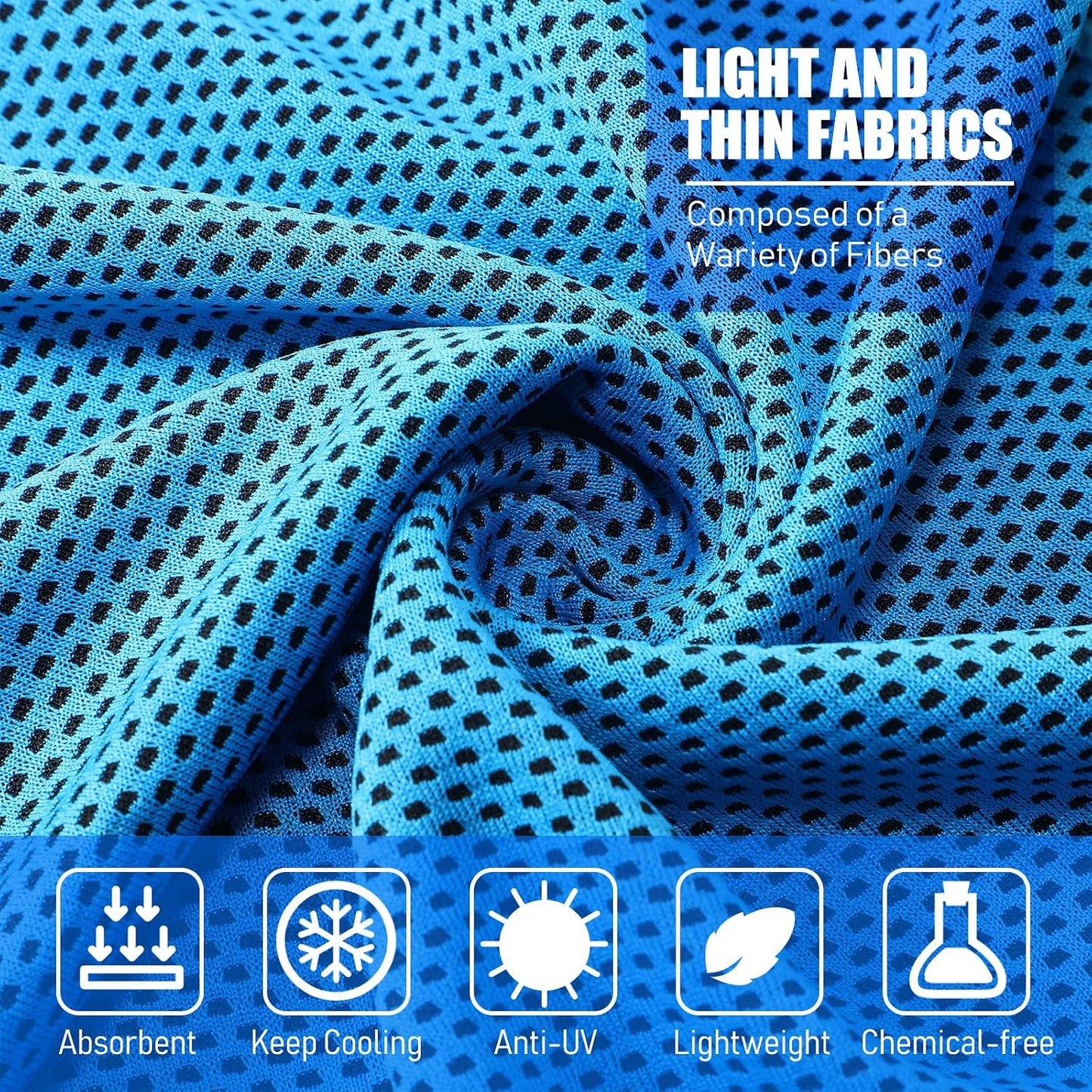BBTO Cooling Towel Microfiber Ice Cool Cold Sport Face and Neck Soft Breathable Chilly Sweat Towel for Yoga Gym Workout Hot Weather Camping Running, 32 x 12 Inches