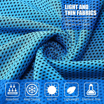 BBTO Cooling Towel Microfiber Ice Cool Cold Sport Face and Neck Soft Breathable Chilly Sweat Towel for Yoga Gym Workout Hot Weather Camping Running, 32 x 12 Inches