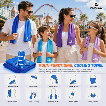 YQXCC 4 Pack Cooling Towels (40"x12"), Ice Cool for Neck & Face