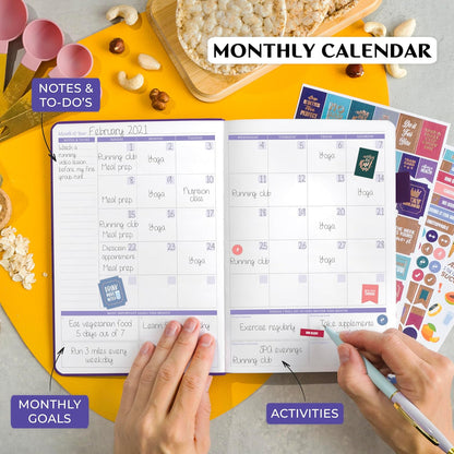 Legend Food Journal, Weight Loss & Meal Tracking Diary 5.8x8.3 Hot Pink