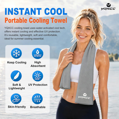 YQXCC 4 Pack Cooling Towels 40"x12", Cold Cool for Neck & Face | Cooling Neck Wraps, Soft Breathable Microfiber Chilly Towels, Ideal for Gym, Yoga, Golf, Running, Camping & Hot Weather