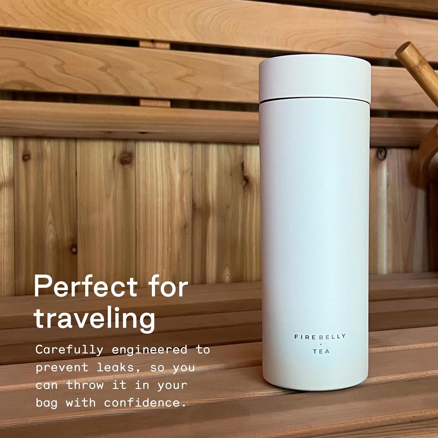 Firebelly Tea, Travel Tea Infuser Mug with Strainer, Insulated Tumbler for Loose Leaf Tea or Coffee, Leakproof Bottle for Hot or Iced Drinks, Stainless Steel Thermos with Lid, Salmon