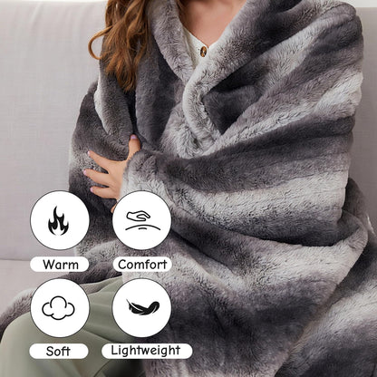 Soypipo Electric Heated Throw Blanket 50"x60", Faux Fur Plush with 4 Heat Settings & 2/4/8/10H Auto Shut-Off, Overheat Protection, Machine Washable, for Office & Chair, Dark Grey