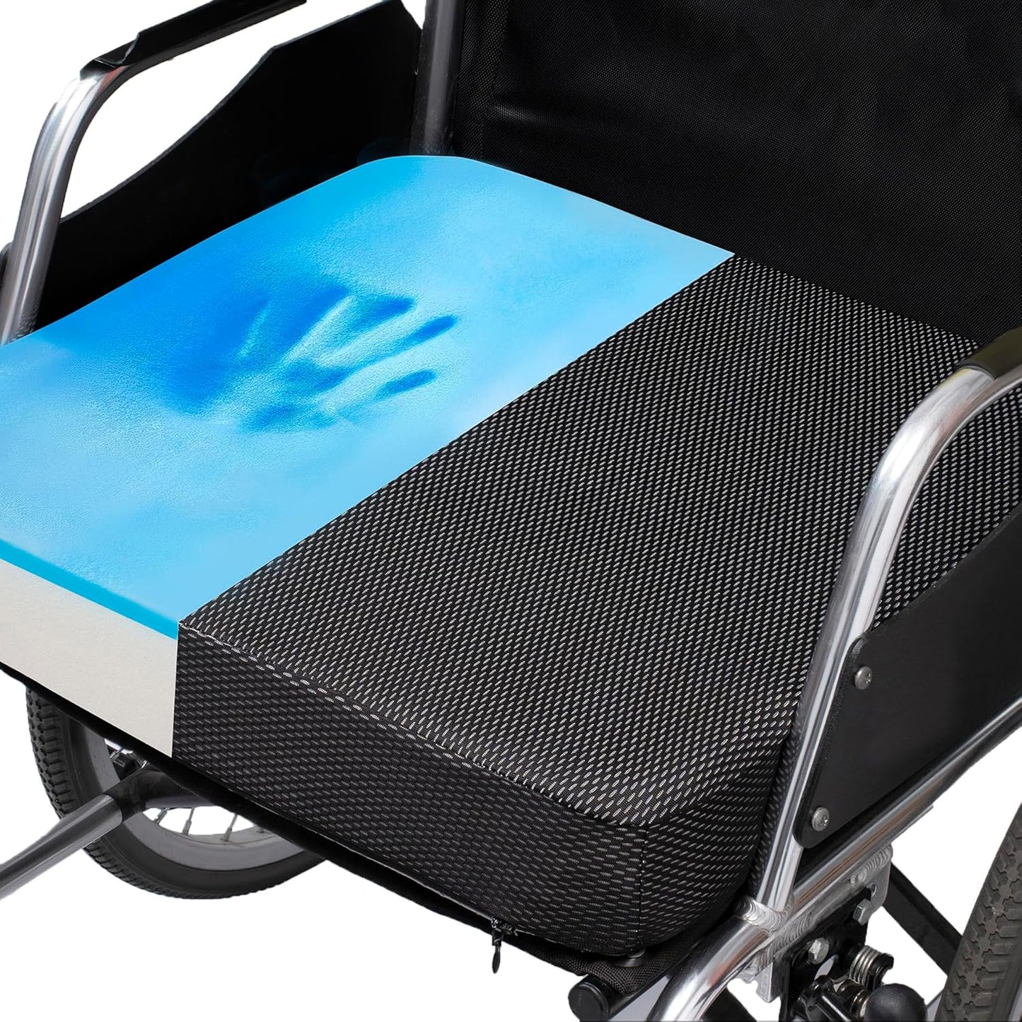 Ifoam Gel Infused Memory Foam Layer Wheelchair Cushion - Seat Cushion for Wheelchair-Office Chair, Kitchen Chair-Pressure Sore and Tailbone Pain Relief-High Dense Polyfoam Base (Black, 18×16×3 inch)