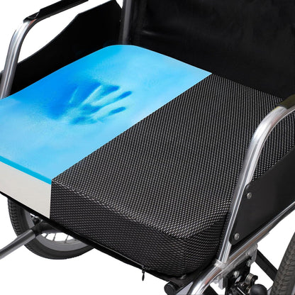 Ifoam Gel Infused Memory Foam Layer Wheelchair Cushion - Seat Cushion for Wheelchair-Office Chair, Kitchen Chair-Pressure Sore and Tailbone Pain Relief-High Dense Polyfoam Base (Black, 18×16×3 inch)