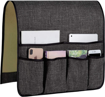 Sofa Armrest Organizer Non-Slip Arm Chair Hanging Caddy Remote Control Holder for Magazine, Phone, Books, Glasses(Black,13in)