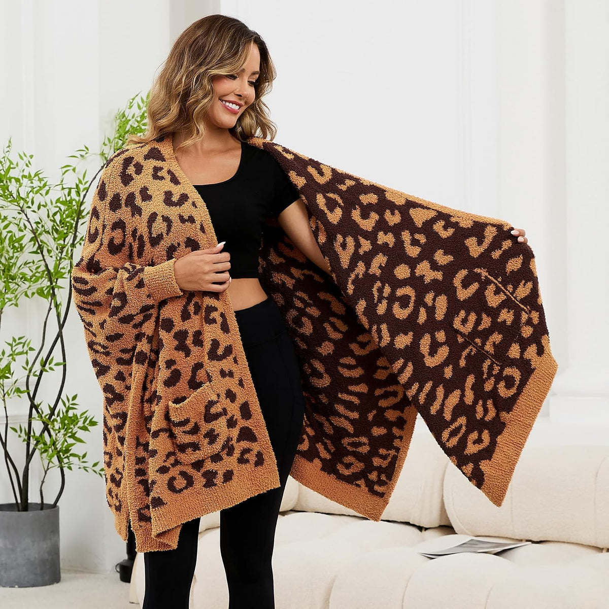Wearable Blanket Sherpa Poncho Unique Office Work Warm Cozy Shawl TV Throw Blankets, Plush Cape Wrap for Adults