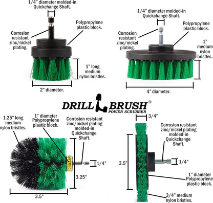Yellow Drill Brush Attachments for Cleaning Shower, Grout Lines, Bathroom | Grout Cleaner Drillbrush Kit - Rotary Scrub Brush Tile Cleaner Drill Attachment for Crevices - Bathroom Tile Scrubber Set