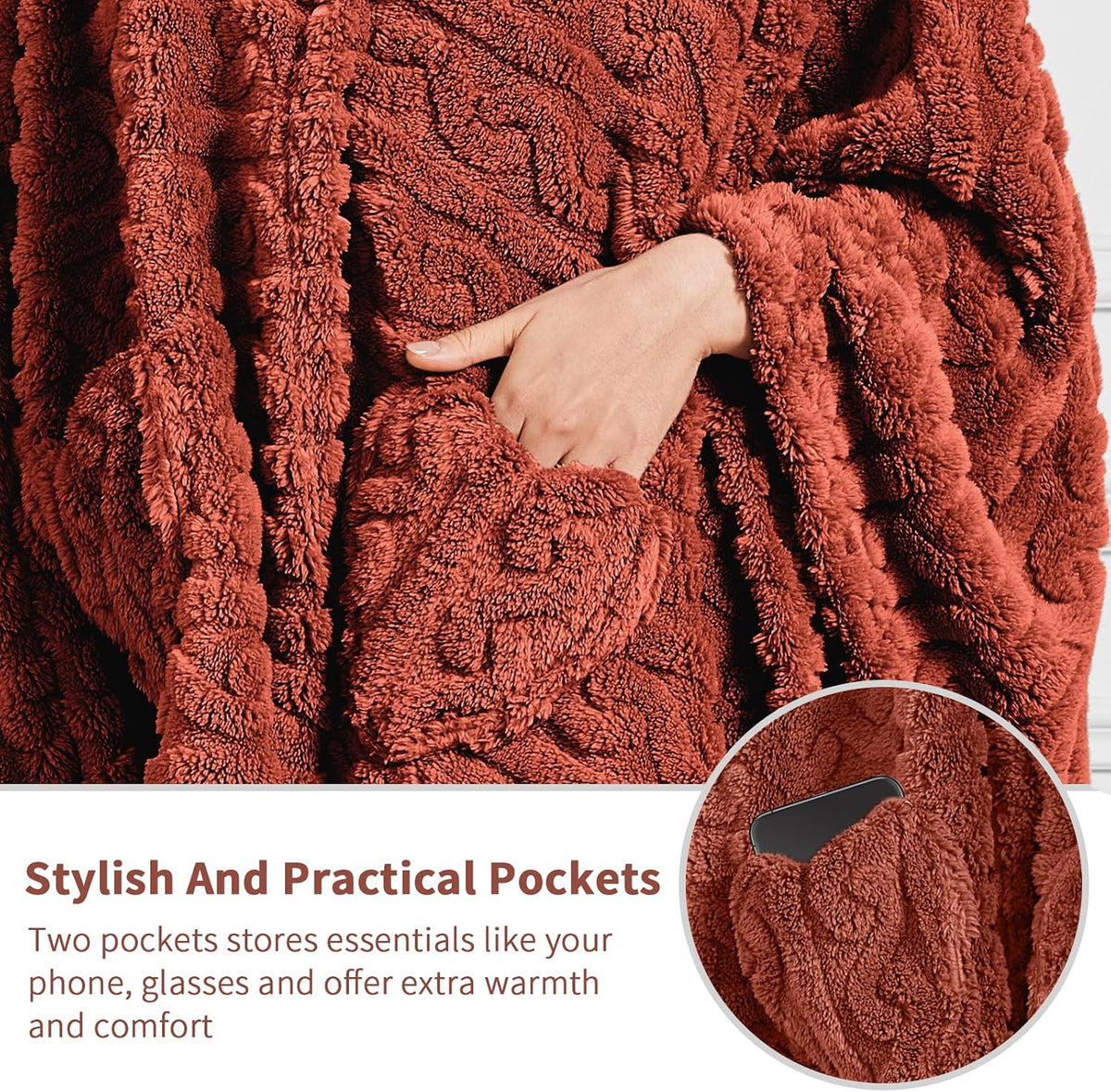 Wearable Blanket Sherpa Fleece Shawl Blanket with Pockets Blanket Poncho Cape for Adults, Cozy Shawl TV Throw Blankets