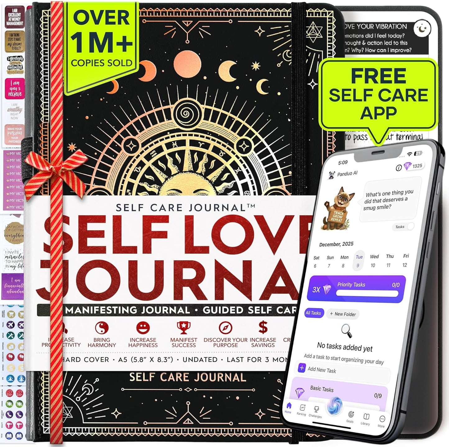 Freedom Mastery Daily Journal of Gratitude, Productivity & Habit Tracker | Undated 90-Day Planner with Daily Reflection, Mindfulness, Positivity, Vision Board & Stickers, Gratitude Journal for Women