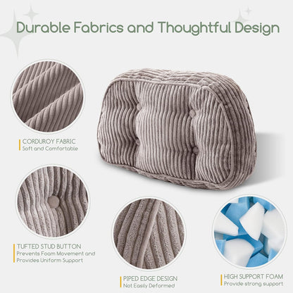 HIGOGOGO Lumbar Support Pillow for Recliner Chair/Accent Chair/Couch/Office Chair, Tufted Corduroy Back Support Cushion for Elderly, Recliner Cushions for Back Rest, Pain Relief, Reading, Dark Grey