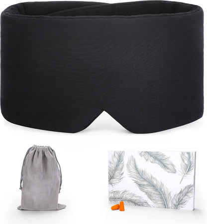 FRESHME Pure Handmade Cotton Sleep Mask - Blackout Eye Mask with Adjustable Velcro Soft and Comfortable Eye Blinder Shade for Men Women Travel Office Nap Airplane Blue