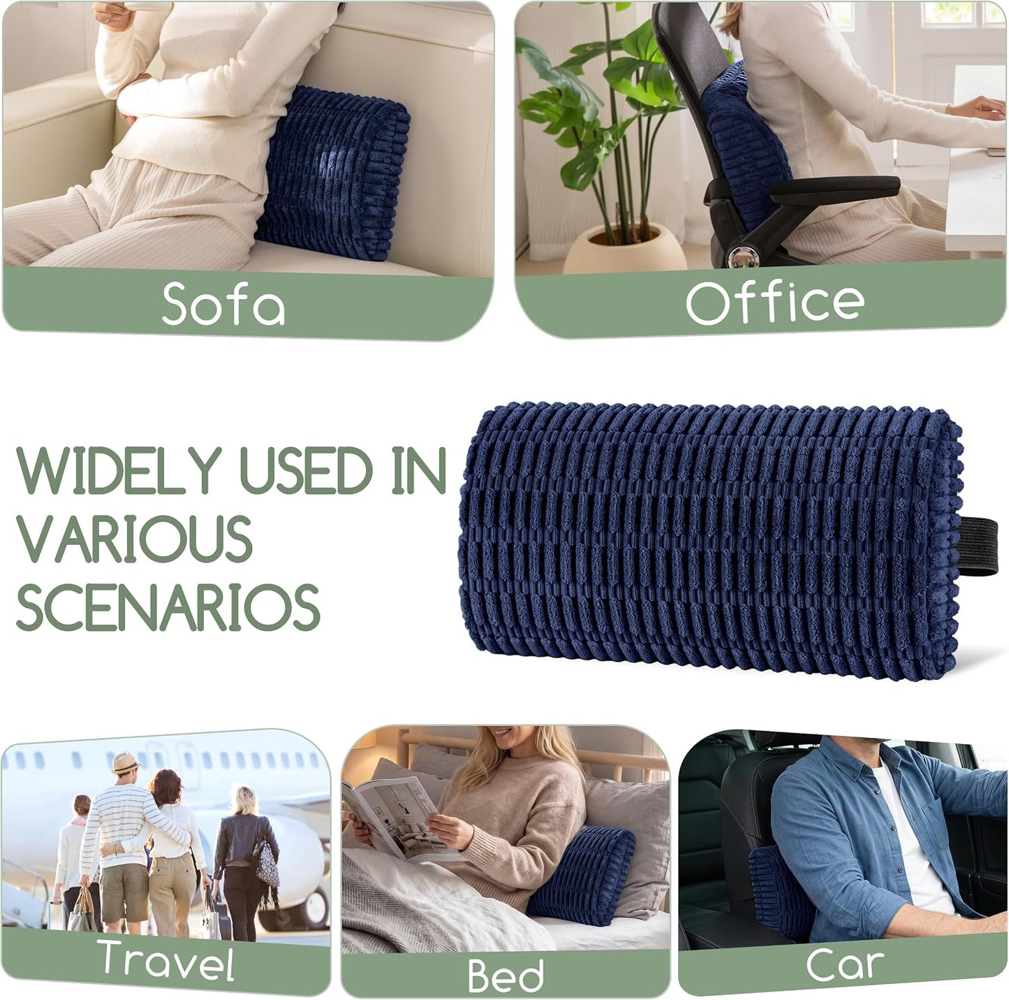 Lumbar Support Pillow for Recliner Chair/Office Chair/Couch, Memory Foam Back Support Cushion with Adjustable Strap, Recliner Cushions for Lower Back Pain Relief, Sleeping, Washable Cover, Beige