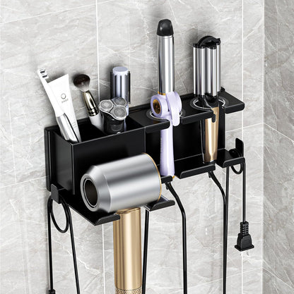 Hair Dryer Holder, Hair Tool Organizer Wall Mount, Adhesive or Drill, White | Blow Dryer Holder for Dryer Hook, Straightener Curling Irons Hairdryer Hair Appliance Hanger for Salon Bathroom Wall Storage