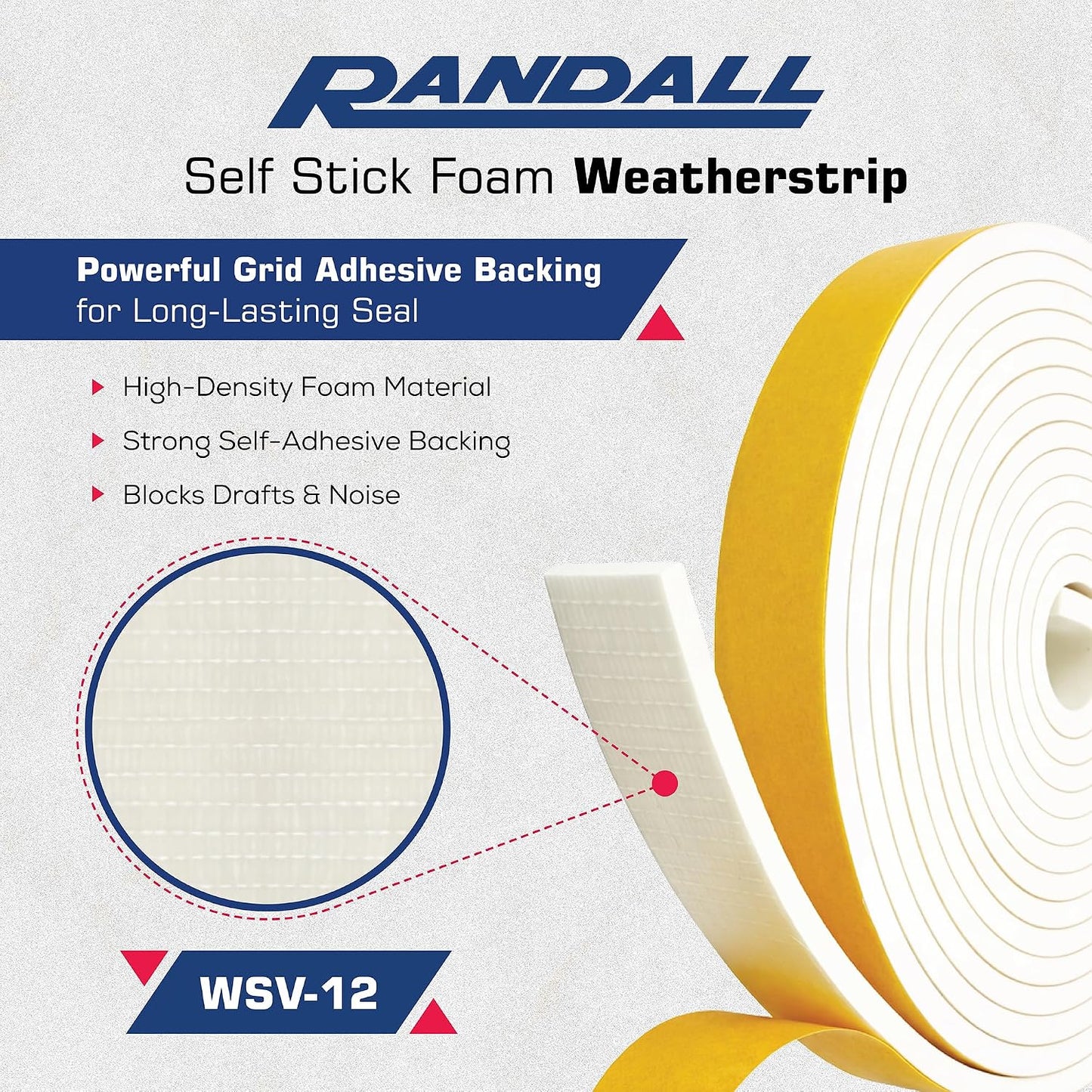 Weather Stripping Foam Tape, 17 Ft Door Seal Strip, EVA Material, High Density 1/4" Thick, No Residue Adhesive, Weatherproof Door Seal Strip for Sliding Door, Windows, White (3/8" Wide)