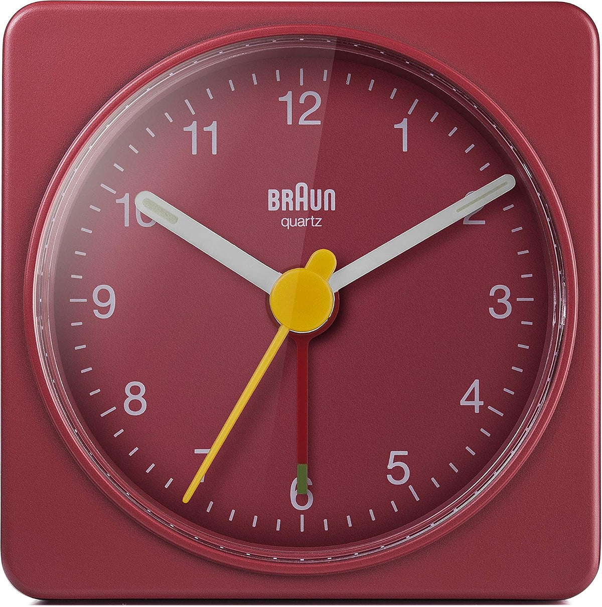Braun Classic Travel Analogue Alarm Clock with Snooze and Light, Compact Size, Quiet Quartz Movement, Crescendo Beep Alarm in Black and White, Model BC02XBW.