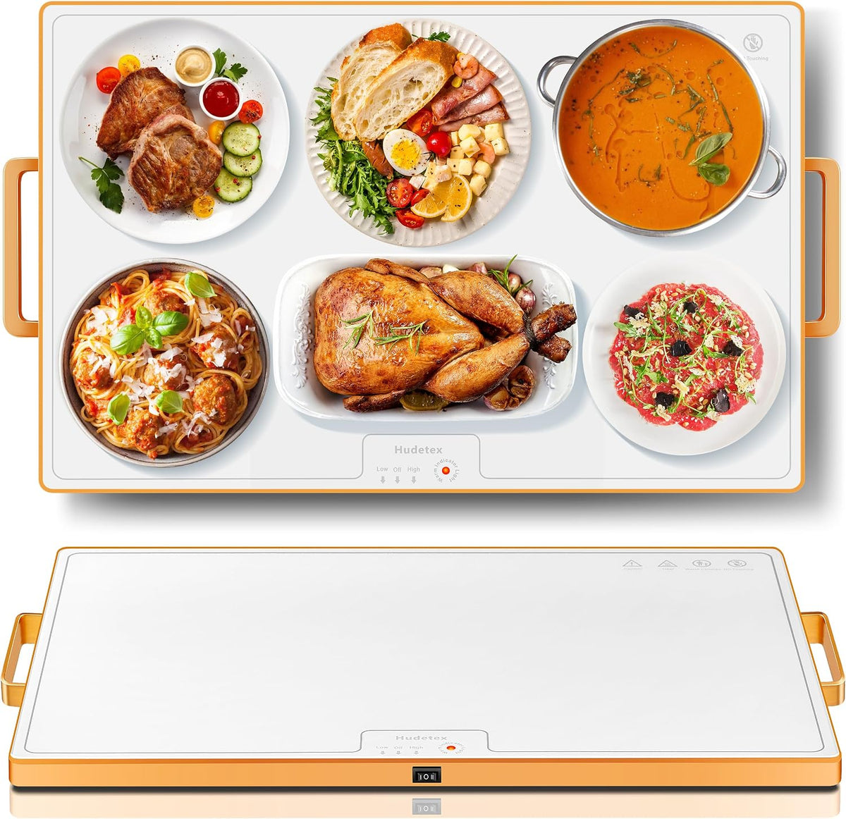 Warming Mat for Food,Extra Long 40"x12",Tempered Glass Warming Tray, Black