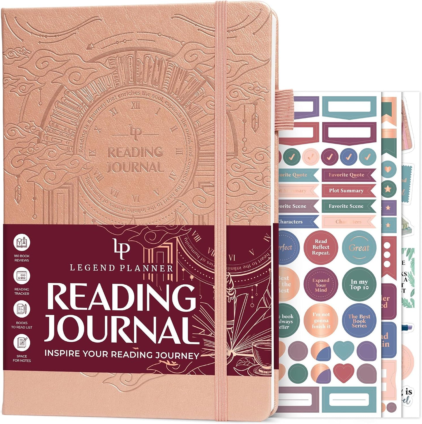 Legend Reading Journal for Book Lovers – Reading Log Tracker for Adults & Kids – Book Nerd Gifts & Accessories, 180 Reviews (Mint Cream)