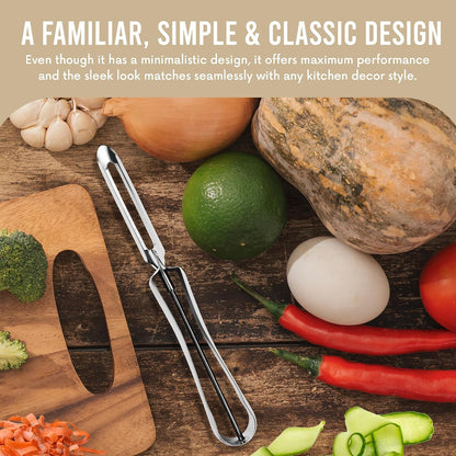 Linden Sweden Original Jonas Vegetable Peelers for Kitchen - Made In Sweden - Carrot Peeler with Ergonomic Handle for Safety and Control - Dishwasher Safe Potato Peelers - 3-Pack - Stainless Steel