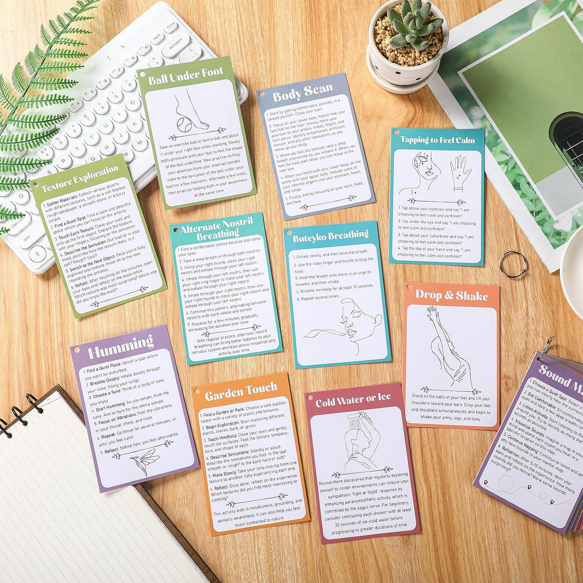 32 Pcs Somatic Therapy Exercise Cards 5.9 x 4 Inches Mindfulness Cards Coping Skills for Nervous System Regulation, Relieve Anxiety, Reconnect with Your Body, and Find Comfort