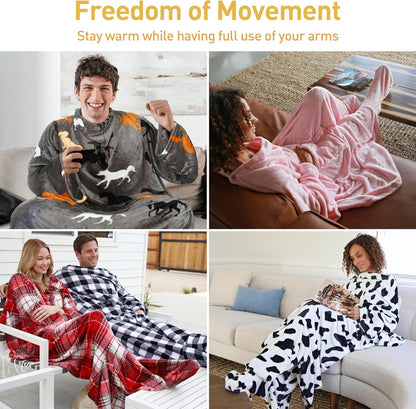 Catalonia Wearable Blanket with Sleeves & Foot Pocket for Adults | Soft Fleece Throw Wrap with Hands-Free Comfort, Perfect for Reading, TV Time & Relaxing, Christmas Gift for Women & Men