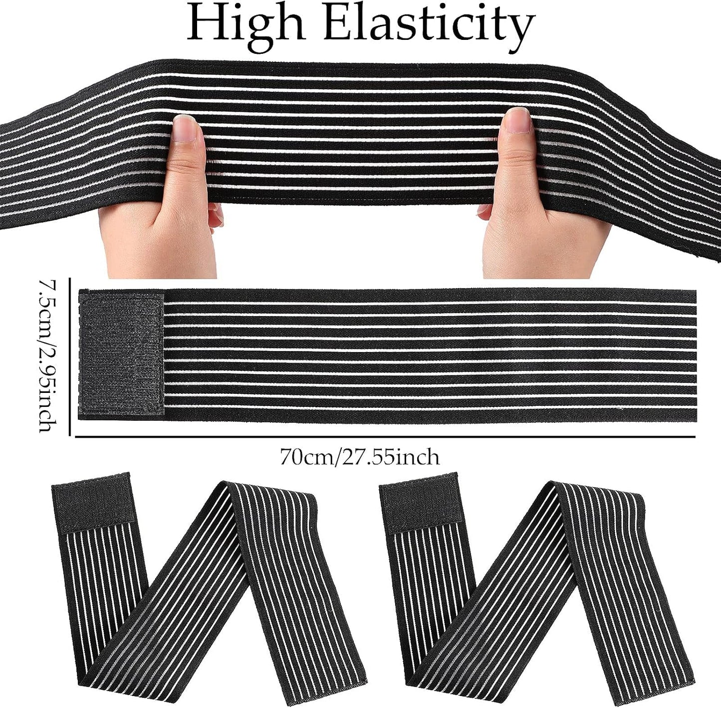Syhood Compression Bandage Wraps for Leg, Elastic Calf Compression Sleeve Ankle Support, Adjustable Plus Size for Men and Women Stabilising Ligament, Joint Pain, Sports(4 Pieces,28 Inches)