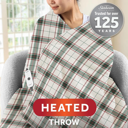 Sunbeam Royal Posh Dove Grey Heated Personal Throw / Blanket, Cozy-Warm, Adjustable Heat Settings