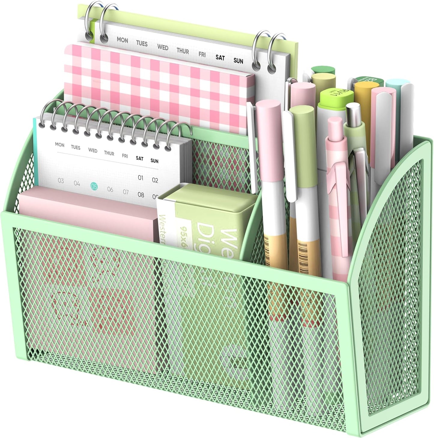 3-Grid Magnetic Pencil Holder, Strong Magnet Locker Organizer, Black | Mesh Magnetic Shelf, Marker Holder Perfect for Whiteboard, Refrigerator and Locker Accessories
