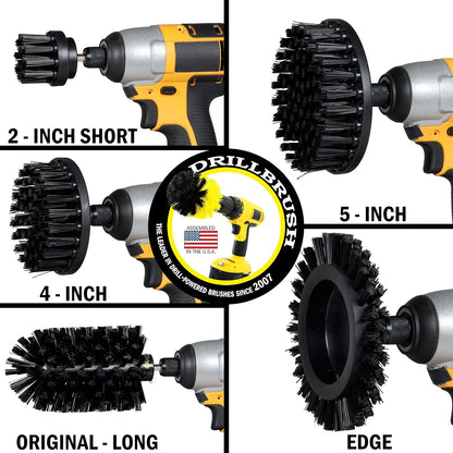 Grout Cleaner Kit - Bathroom Drill Brush Attachment Set - Shower Cleaner | Household Cleaning Supplies - Tub Scrubber - Toilet Brush - Spotless Tiles - Power Scrubbing Nylon Bristles