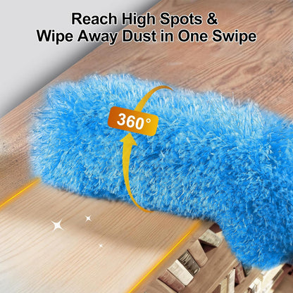 Tiumso Microfiber Feather Duster 5-in-1 Kit, Dusters for Cleaning, Duster with Extension Pole 100 Inches, Cobweb Duster, Microfiber Dusters for High Ceilings and Fans, Blinds, Cars and Furniture
