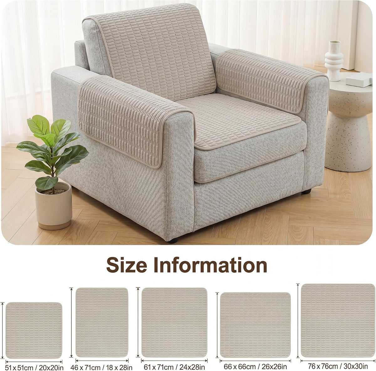 Foxdecor Couch Arm Covers for Sofa Arm Chair Covers Set of 2