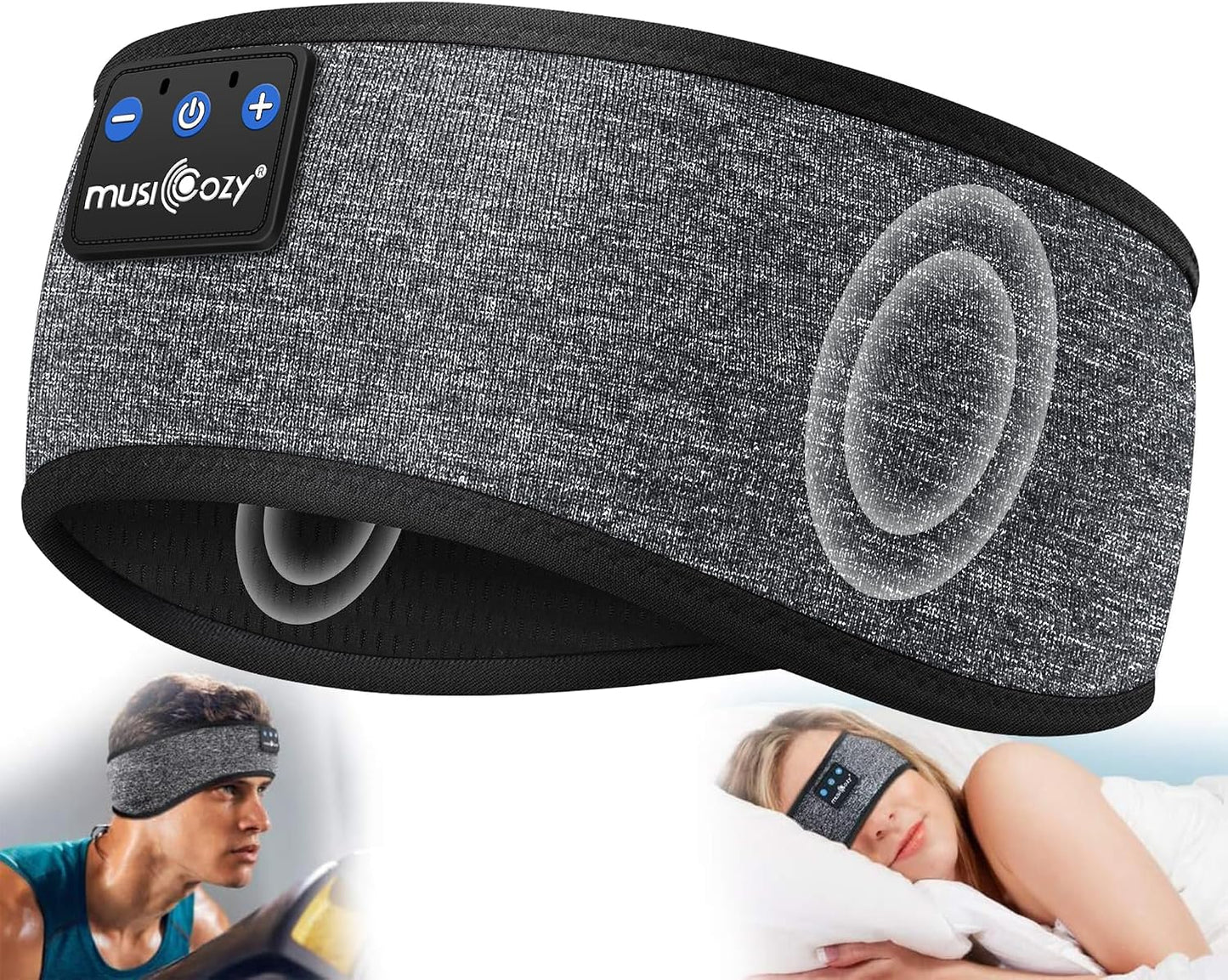 MUSICOZY Sleep Headphones Bluetooth Headband Headphones for Side Sleepers | Sleeping Headbands Wireless Sports Earphones Sweat Resistant Earbuds for Workout Running Cool Gadgets Unique Gifts for Women