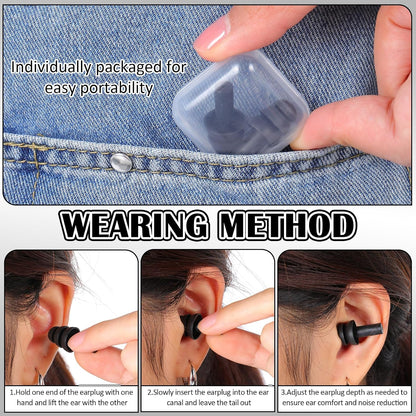Trelaco 100 Pairs Silicone Ear Plugs Bulk with Case Nrr 29db, Black
