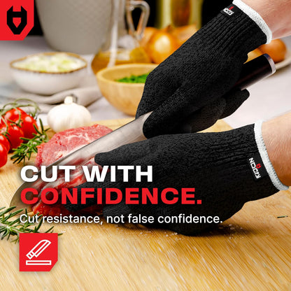 NoCry Cut Resistant Gloves With Grip Microdots — Food Grade Cutting Glove | Cut Proof Kitchen Gloves, Mandoline and Food Prep Safety, Great For Woodworking, Ambidextrous, Breathable, Machine Washable