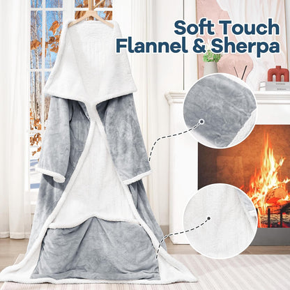 MAXEVE Heated Wearable Blanket with Foot Pocket & Sleeves Electric Snuggle