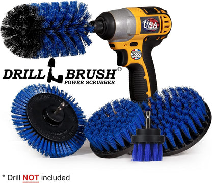 Grout Cleaner Kit - Bathroom Drill Brush Attachment Set - Shower Cleaner | Household Cleaning Supplies - Tub Scrubber - Toilet Brush - Spotless Tiles - Power Scrubbing Nylon Bristles
