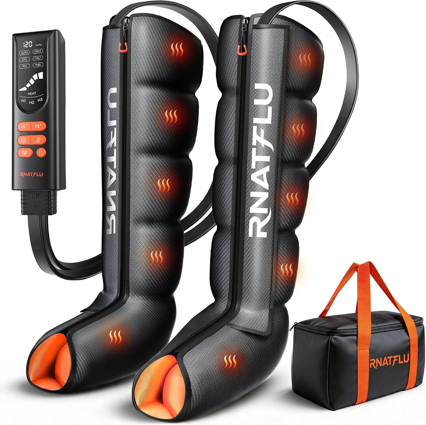 Air Compression Leg Massager with Heat for Circulation, Pain Relief | Sequential Full Leg Recovery Compression Boots, 11 Intensity , 6 Modes, 3 Heat, Pressure Sensor, Post-Workout & Daily Relief