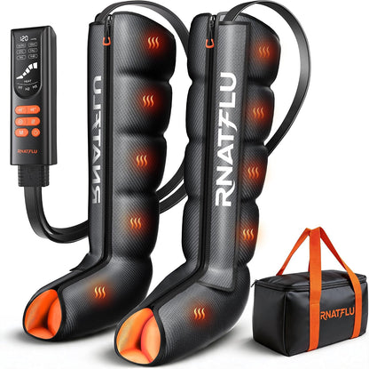 Air Compression Leg Massager with Heat for Circulation, Pain Relief | Sequential Full Leg Recovery Compression Boots, 11 Intensity , 6 Modes, 3 Heat, Pressure Sensor, Post-Workout & Daily Relief