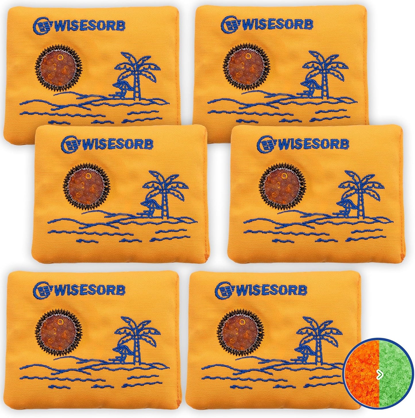 Wisesorb 500g 2pcs Rechargeable Car Dehumidifier Moisture Absorbers Bags, Reusable Desiccant Color Indicating Silica Gel Packets, Microwave Reactivated Visible Desiccant Packs for Car Closet Basement