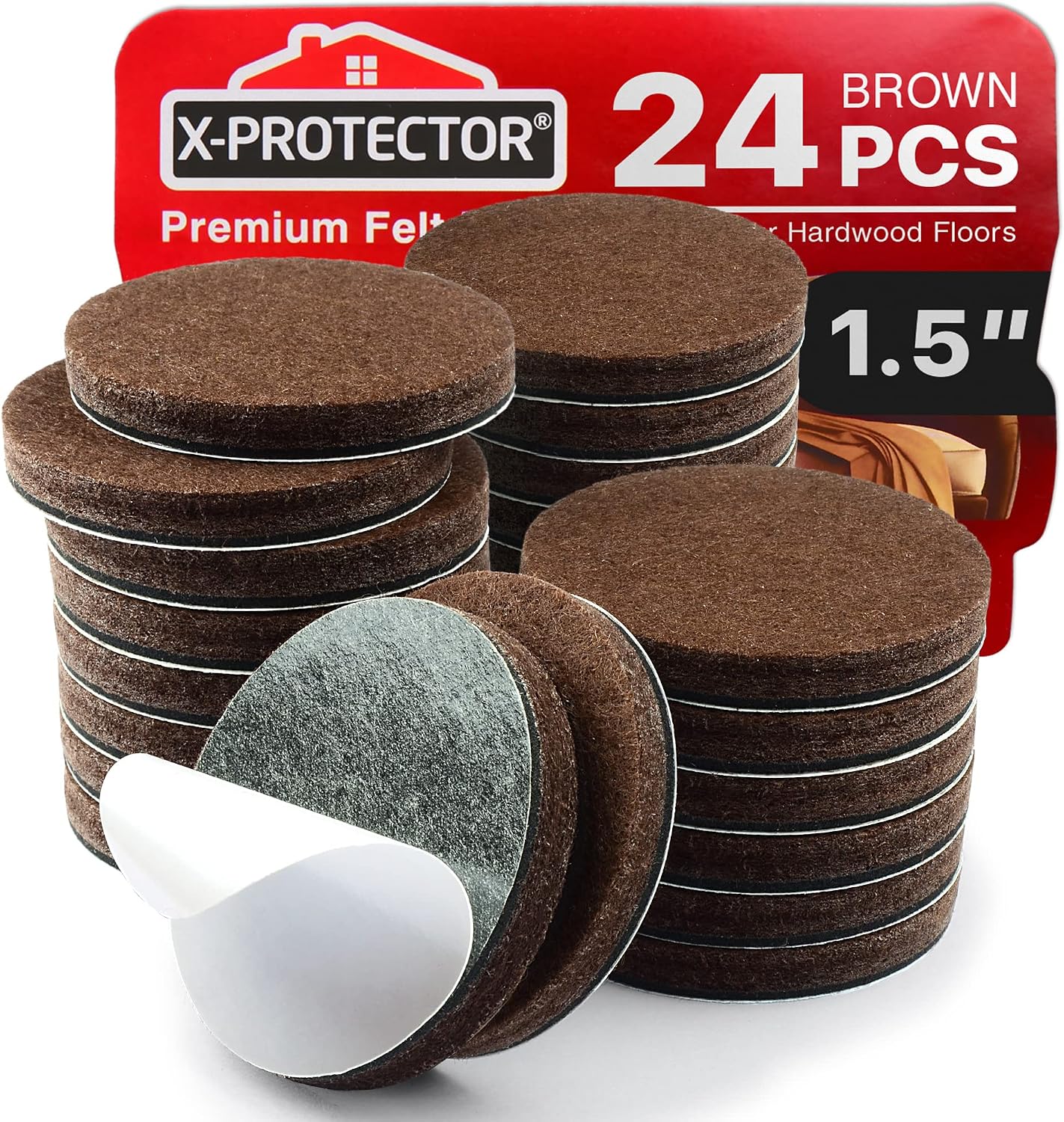 16 Heavy-Duty Felt Furniture Pads 2” 1/4” Thick X-Protector Round Felt Pads | Furniture Feet - The Best Felt Floor Protectors for Furniture to Prevent Scratches. Protect Your Hard Floor! (Beige)