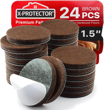 16 Heavy-Duty Felt Furniture Pads 2” 1/4” Thick X-Protector Round Felt Pads | Furniture Feet - The Best Felt Floor Protectors for Furniture to Prevent Scratches. Protect Your Hard Floor! (Beige)