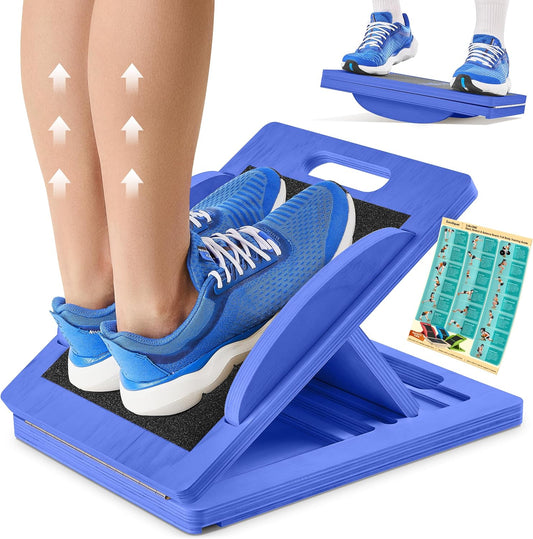 Slant Boards for Exercise, Wooden Slant Board, Calf Stretch Board with 7 Incline Angles, Velour Board, Balance Board & Calf Stretcher, Portable Incline Board for Physical Therapy, Ankle Mobility, Heel & Knees