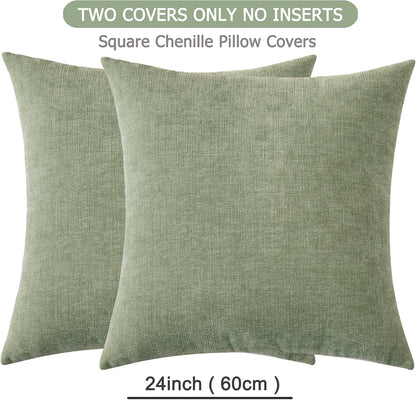 GAWAMAY Lumbar Support Pillow Decorative Rectangle Throw Pillow Covers 12"x20" Inch Set of 2, Soft Chenille Fall Pillowcase for Living Room Bedroom Sofa Couch Cushion Cover Grey 30x50cm (No Insert)